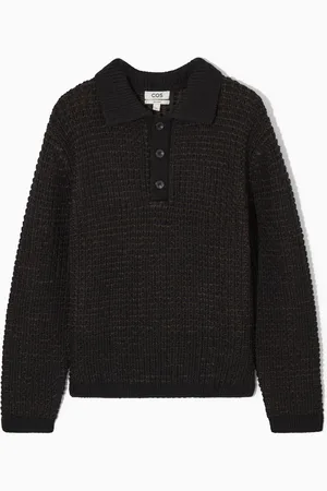 COS Two-Tone Waffle-Knit Polo Shirt in