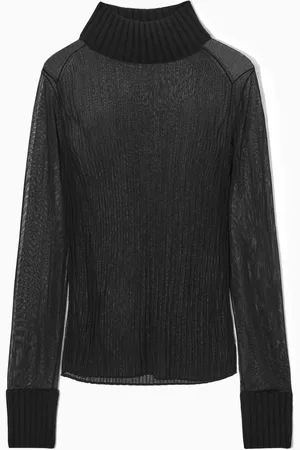 COS Ribbed Sheer Turtleneck Top
