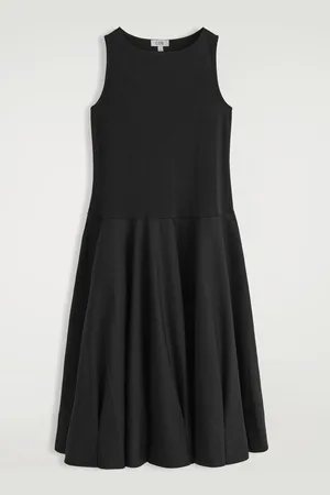COS Boat-Neck Cotton A-Line Midi Dress