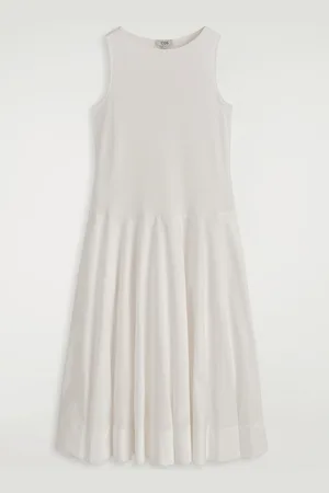 COS Boat-Neck Cotton A-Line Midi Dress