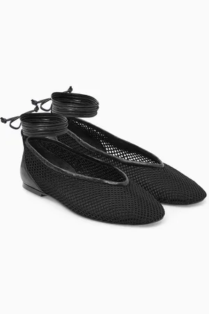 COS Leather-Trimmed Mesh Ballet Flats
