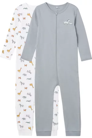 NAME IT Pyjamat nbnNightsuit Zip Safari, 2/pakk. - Harmaa