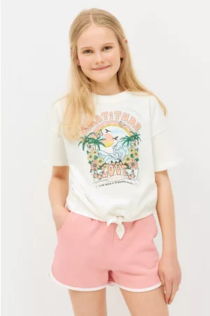 ELLOS Tytöt Puserot - Setti Nathalie, pusero ja collegeshortsit - Valkoinen