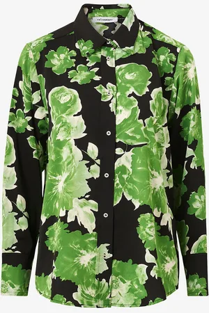 Co`Couture Pusero Green Rose Shirt
