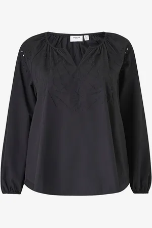 VILA Pusero viLexi V-neck L/S Emb Long Top Curve