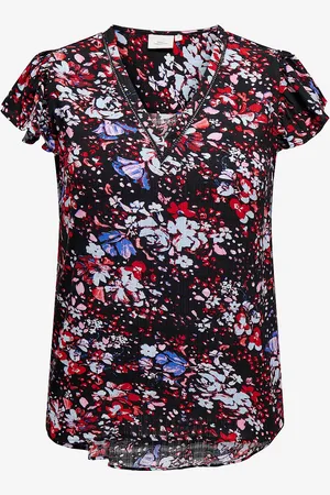 ONLY Pusero carDeedee Life S/S V-neck Top Aop