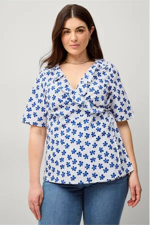 Zizzi Kietaisupusero vLola S/S Wrap Aop Top