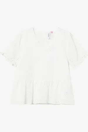 VERO MODA Pusero vmMaja SS Broderie Top Wvn Girl