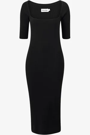 Calvin Klein Mekko Rib Square-neck Midi Dress