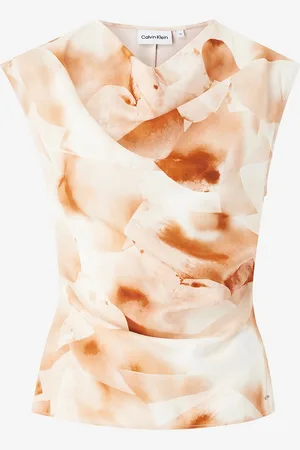 Calvin Klein Pusero Watercolor Satin Gather Top