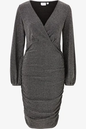VILA Mekko Vicaro L/s V-neck Midi Dress/dc