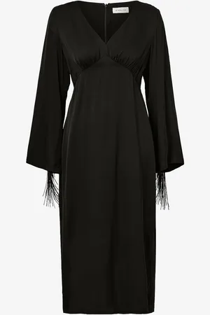 By Malina Mekko Sasha V-neck Fringe Midi Dress