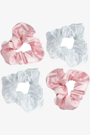 Brushworks Pink & White Satin Scrunchies 3 Pcs