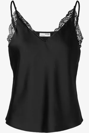 SELECTED Huippu slfAlena Lace Trim Strap Top B