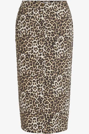 VILA Hame viLeonor HW Midi Leo Denim Skirt