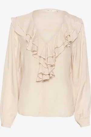 Cream Pusero crRinni Flounce Blouse
