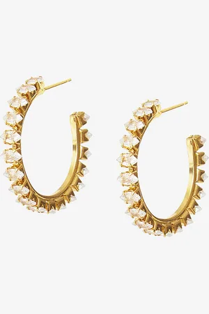 Caroline Svedbom Korvakorut Crystal Navette Loop Earrings