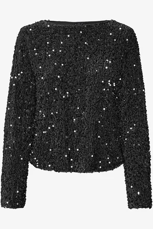 VERO MODA Paljettitoppi vmBella LS Boatneck Top Jrs