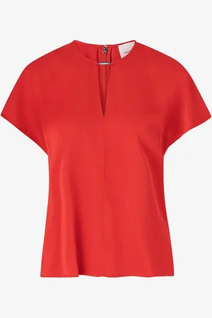 Calvin Klein Toppi Drapey Satin SS Metal Blouse