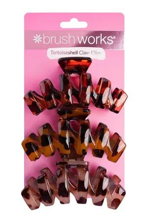Brushworks Tortoiseshell Claw Clips - 3 Pack
