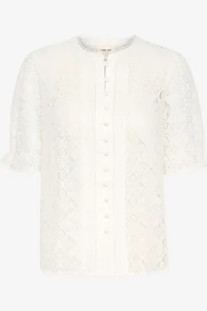 Cream Pusero crNatalie Lace Shirt