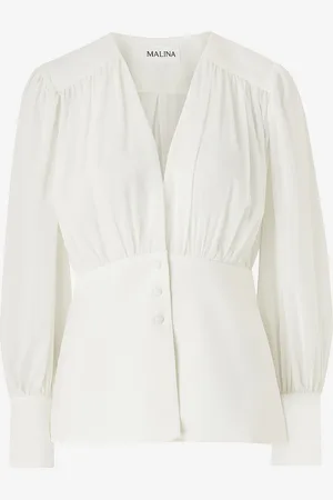 By Malina Pusero Wilhelmina Wrap Detail Chiffon Blouse