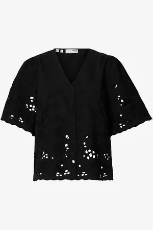 SELECTED Pusero slfDahlia SS Broderi Shirt