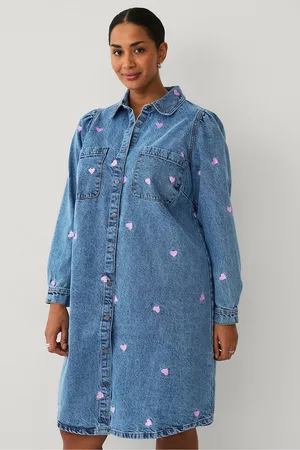 Zizzi Farkkumekko Jalena, L/s, Blk Dress