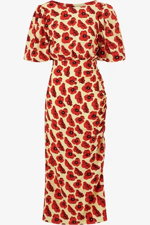 BUBBLEROOM Mekko Puff Sleeve Bow Midi Dress