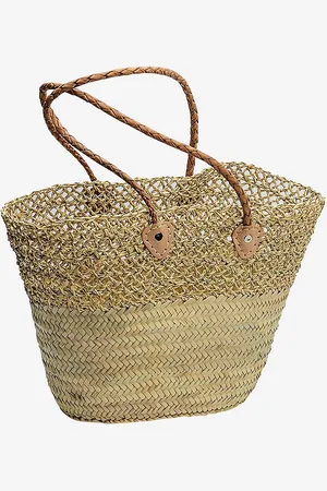 Bow19 Laukku Straw Bag Fancy Net Long Strap Nude