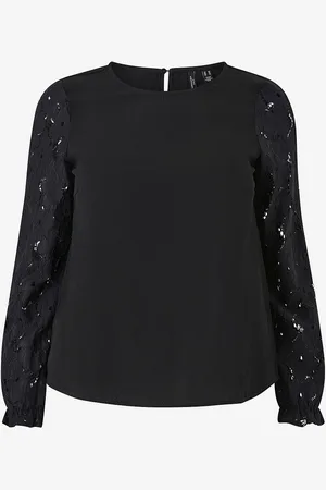 VERO MODA Pusero vmCseja LS Lace Top Wvn PA Curve