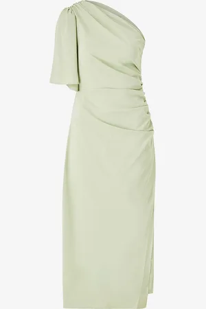 BUBBLEROOM Mekko Ruched One Shoulder Midi Dress