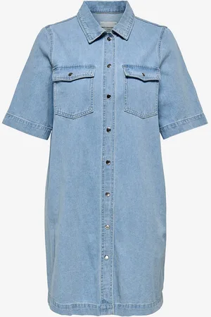 ONLY Farkkumekko carBelle S/s Button Knee Dress Dnm
