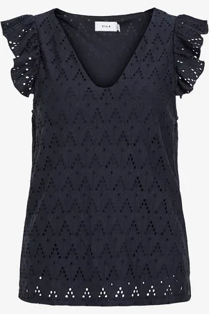 VILA Pusero viAmalina V-neck C/s Top/pb