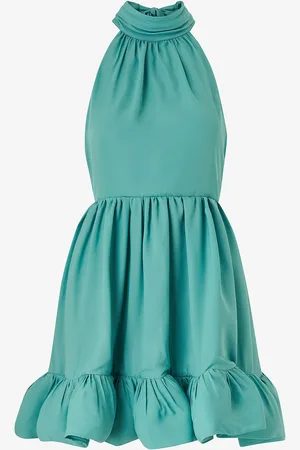 By Malina Mekko Fern Halterneck Ruffled Mini Dress
