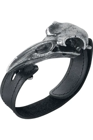 Alchemy Gootti Nahkaranneke - Raven Skull - varten