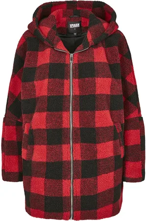Urban classics Talvitakki - Ladies Hooded Oversized Check Sherpa Jacket talvitakki - XS- 4XL - varten Naiset
