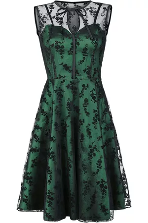 Voodoo Vixen Rockabilly Keskipitkä mekko - Emerald - S- 4XL - varten Naiset