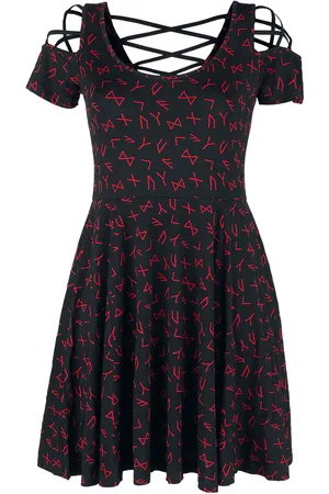 EMP Lyhyt mekko - Mekko nyöreillä ja riimukuvioilla - L- 5XL - varten Naiset