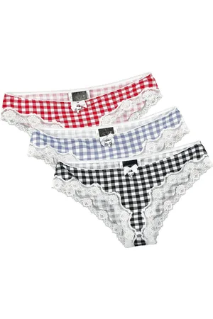 Pussy Deluxe Pikkarisetti - Plaid 3er Set Panties - XS- XXL - varten Naiset