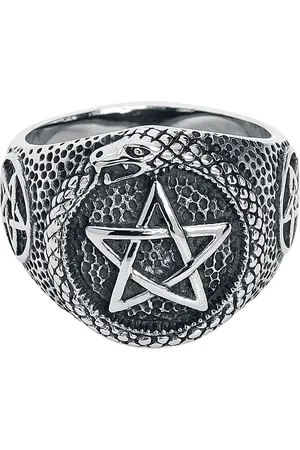 etNox hard and heavy Gootti Sormus - Schlangen Pentagramm - varten