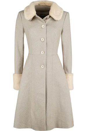 Voodoo Vixen Rockabilly Pitkät Takit - Louisa May Sand Long Dress Coat - M- 4XL - varten Naiset