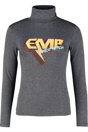 EMP Pitkähihainen paita - Paita turtleneck-kauluksella ja EMP-painatuksella - S- XXL - varten Naiset