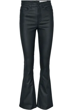 Noisy May Keinonahkahousut - NMSallie High Waist Flare Coated Pants - W28L30 - varten Naiset