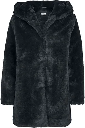Urban classics Välikausitakki - Ladies Hooded Teddy Coat päällystakki - L- XXL - varten Naiset