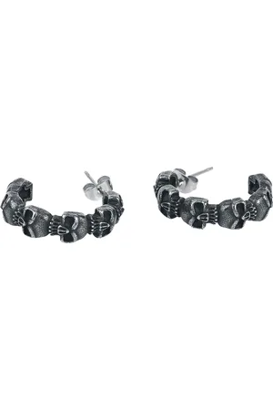 etNox Gootti Nappikorvakorusetti - Black Skulls - varten Naiset