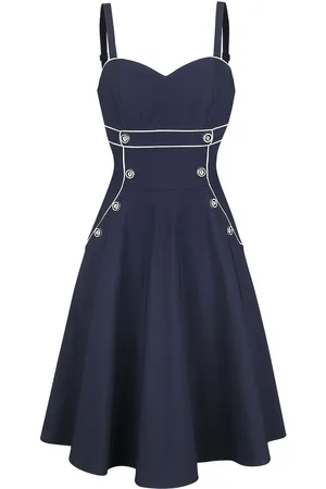 Voodoo Vixen Rockabilly Keskipitkä mekko - Claudia Nautical Flared Dress - S- XXL - varten Naiset