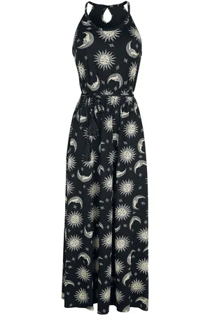 Gothicana Gootti Pitkä mekko - Maksimekko aurinko-, kuu- ja tähtipainatuksilla - XS- 5XL - varten Naiset