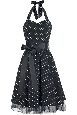 H&R London Rockabilly Keskipitkä mekko - Small Dot Dress - S- 5XL - varten Naiset