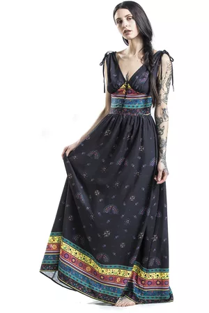 Voodoo Vixen Rockabilly Pitkä mekko - Megan Fiesta Maxi Dress - M- XXL - varten Naiset